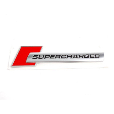 МЕТАЛЕВИЙ ШИЛЬДИК НА КУЗОВ АВТОМОБІЛЯ AUDI METALL BADGE SUPERCHARGED RED, АРТИКУЛ 4F0853601A2ZZ