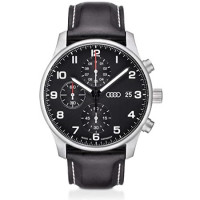 Оригінальний чоловічий наручний годинник хронограф Audi Chronograph, black / silver, 3101900200